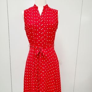 Red and White Polka Dot Nanette Lepore Pintuck Dress, Size 4